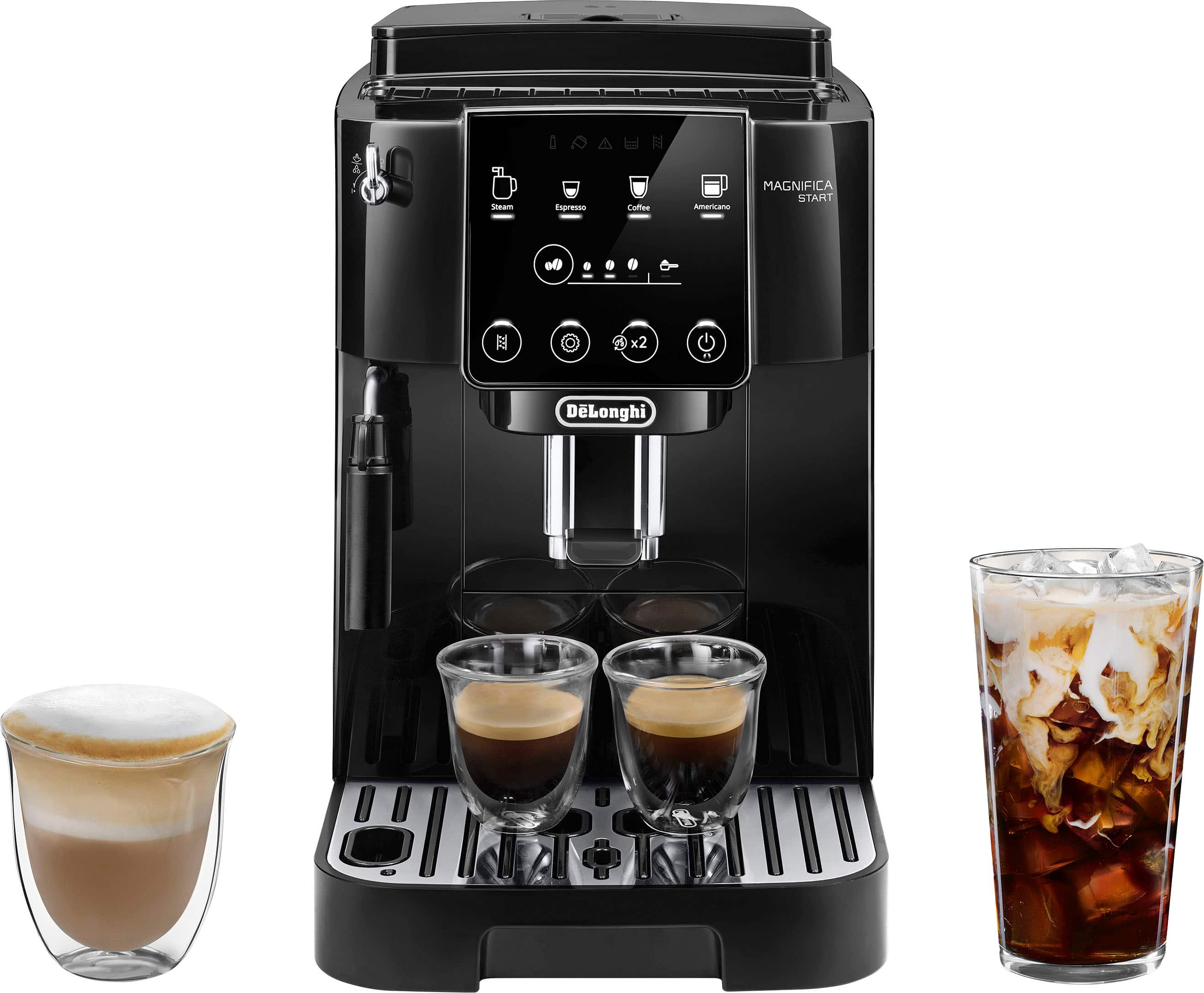 Magnifica Start Automatic Coffee & Espresso Machine with Milk Frother for Hot & Iced Lattes, Coffee, & More ECAM22022B