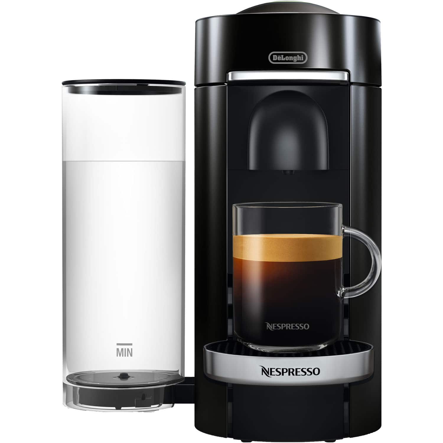 VertuoPlus Deluxe Coffee & Espresso Single-Serve Machine in Piano Black with Chrome Detailing