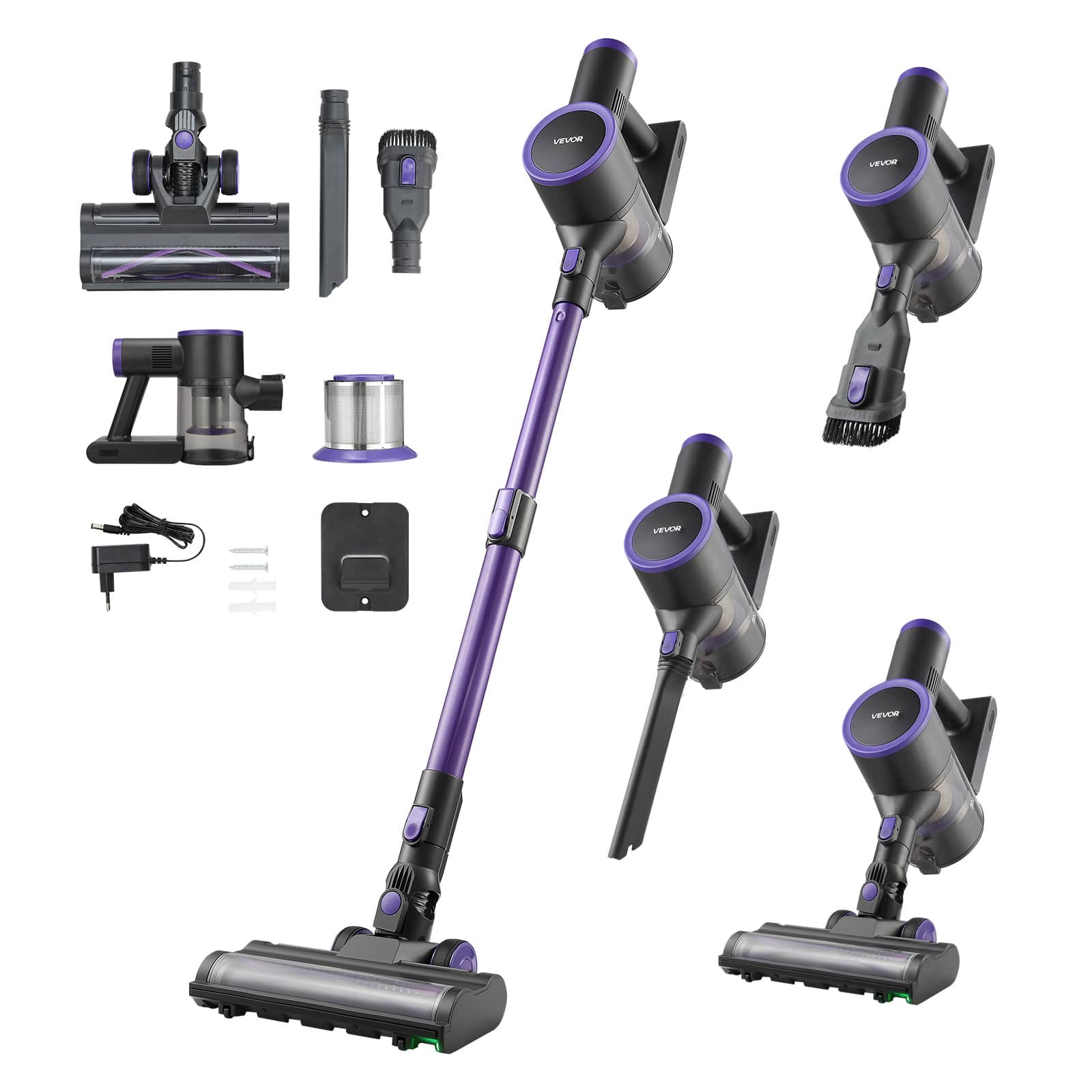 Cordless Vacuum Cleaner, 25KPA Max Powerful Suction, Rechargeable Anti-Tangle Stick Vacuum with Dust Cup