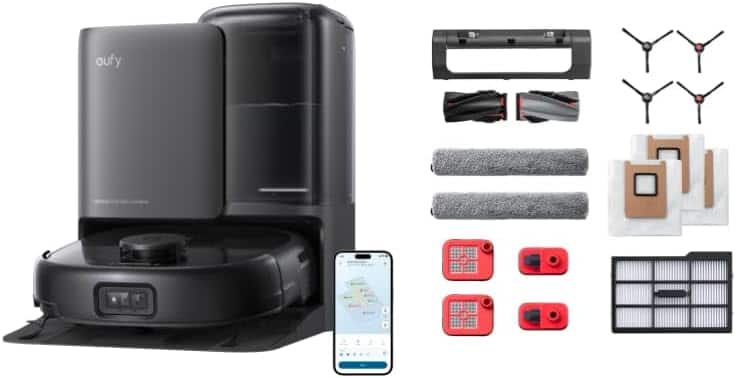 eufy All-in-One Robot Vacuum and Mop Combo E25,20,000 Pa Suction + Official Replacement Parts Kit