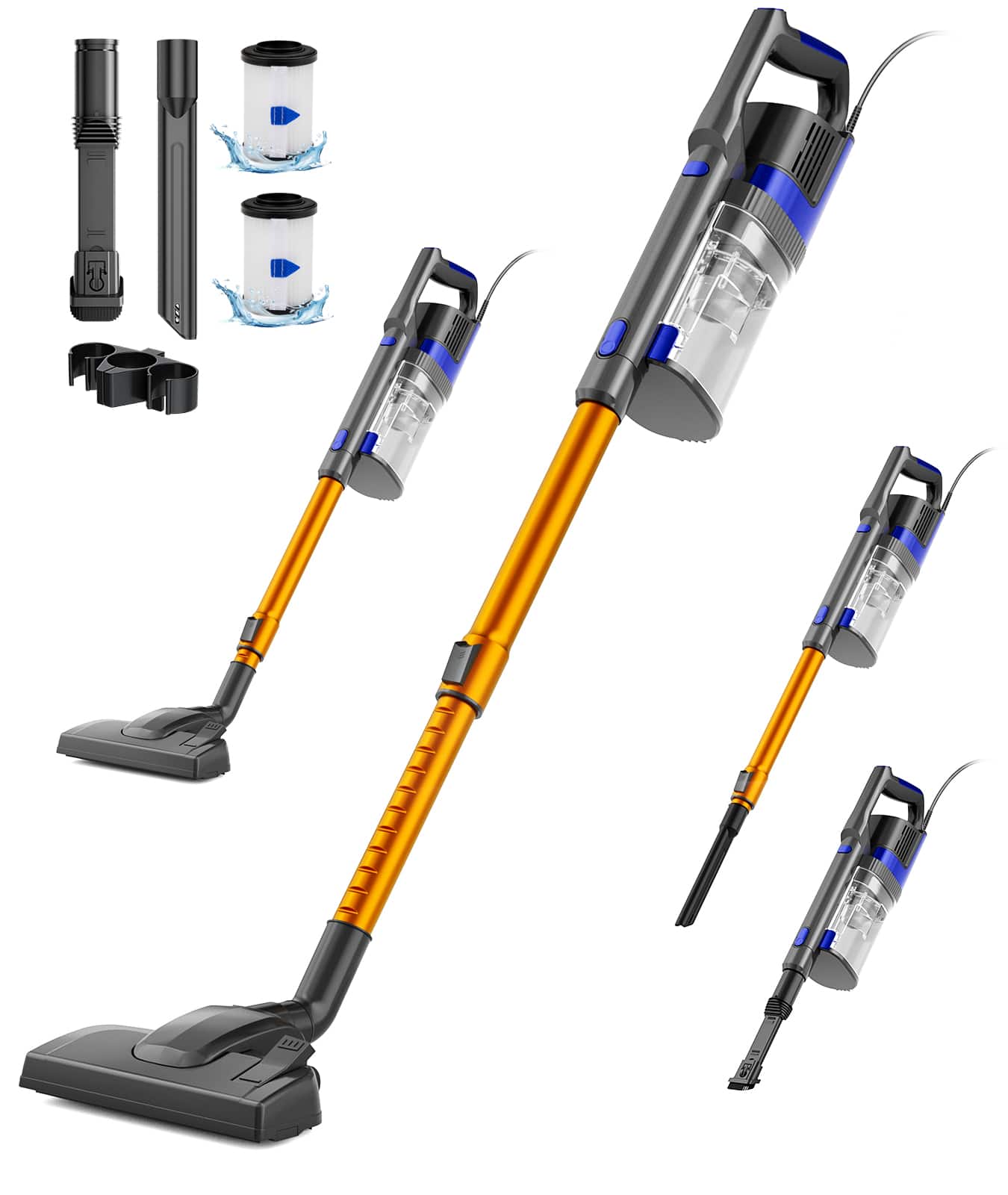Corded Vacuum Cleaner, 800ML Dustbin, Double Handle, Upright Design for Hard Floors