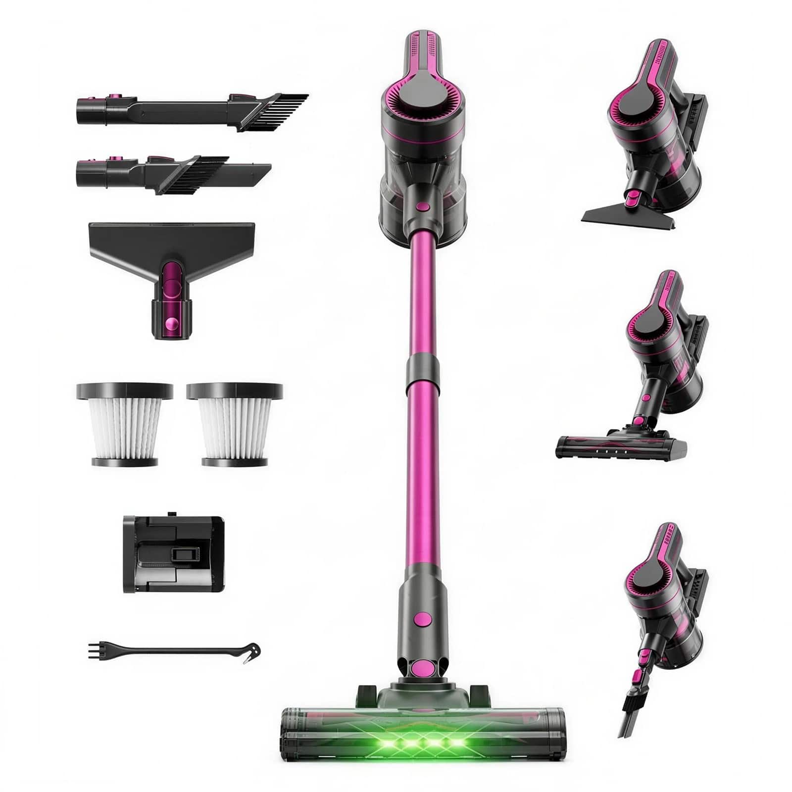 Cordless Vacuum Cleaner with Self-Standing,600W 40Kpa 70mins,4-in-1 Vacuum for Pet Hair,HardFloors & Carpets,Purple