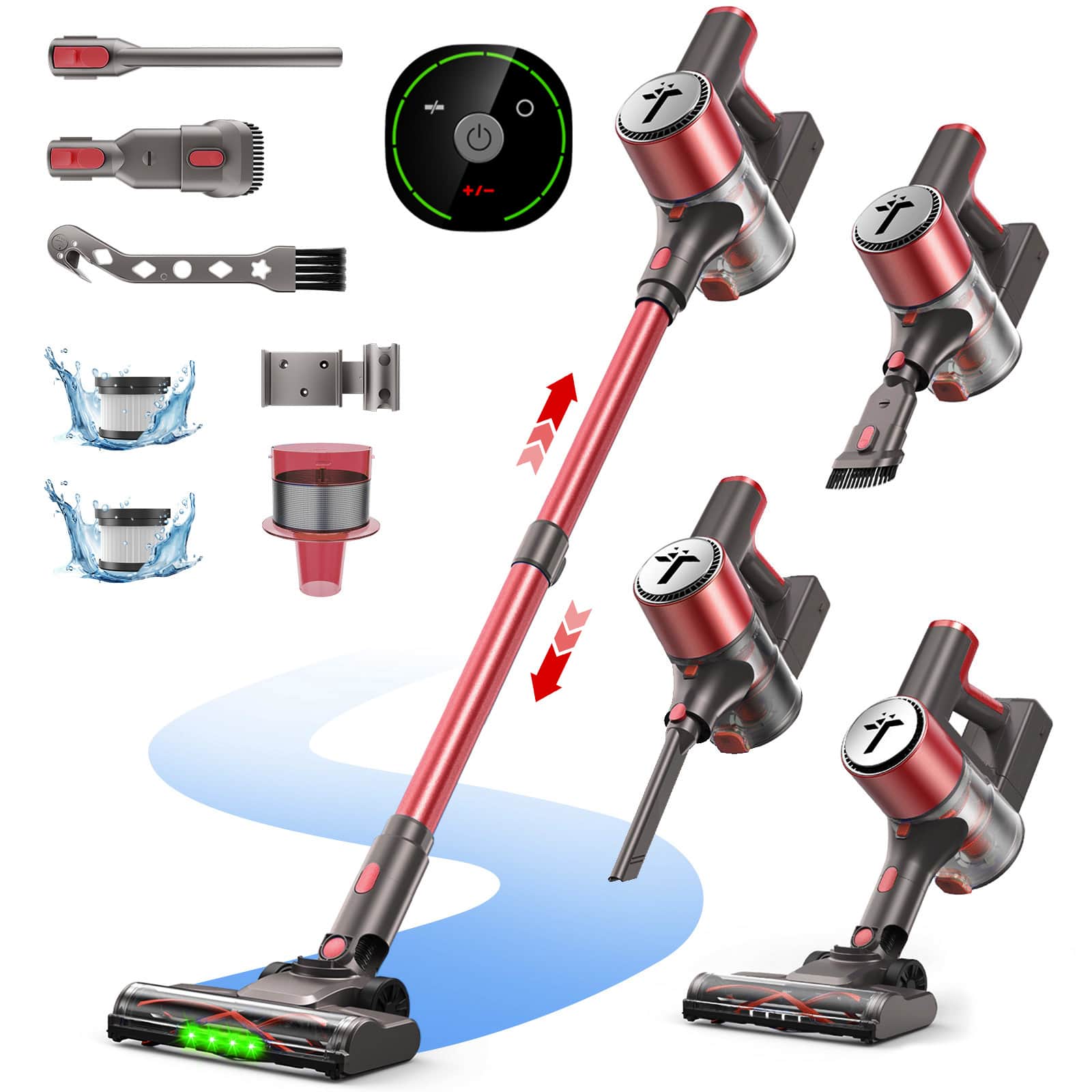 300W Cordless Stick Vacuum, Brushless Motor, 50 Min Runtime, Lightweight, HEPA Filter for Pet Hair & Hardwood Floors