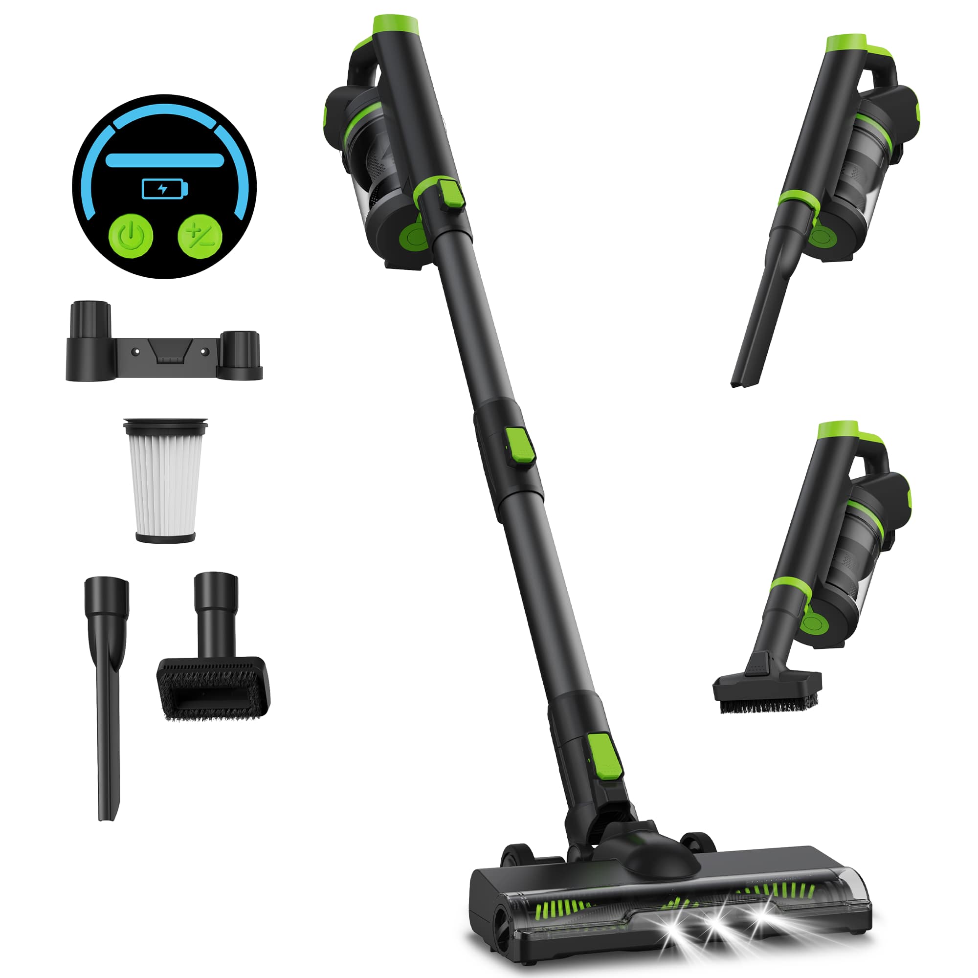 Cordless Vacuum Cleaner, 40Kpa Powerful Suction Stick Vacuum With LED Display For Home Carpet Hard Floor Pet Hair