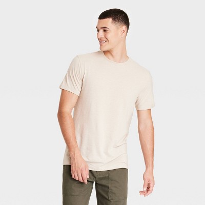 Men's Every Wear Short Sleeve T-Shirt - Goodfellow & Co™ Oatmeal L: Lightweight Cotton Blend, Standard Fit, Machine Washable
