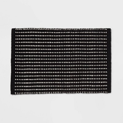 20"x30" Chenille Stripe Bath Rug Black/White - Threshold™