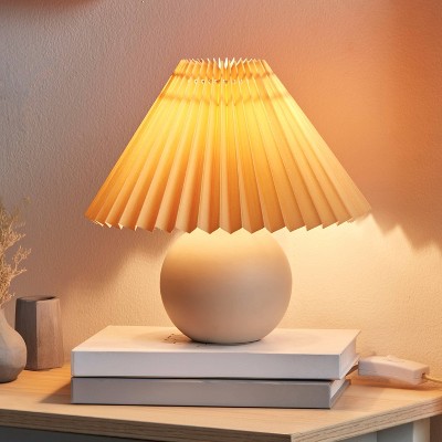 Brightech Serena Mid-Century (Includes LED Light Bulb) Round Table Lamp Beige Ceramic: Matte Finish, UL Listed