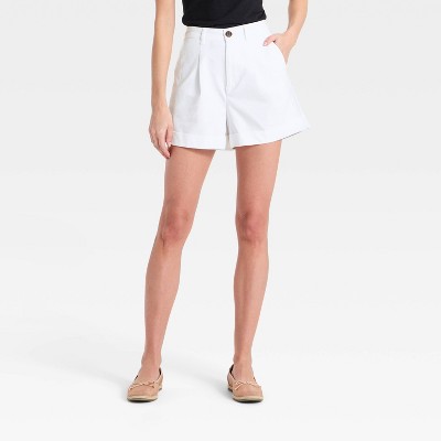 Women's Linen Trouser Shorts - A New Day™ White M