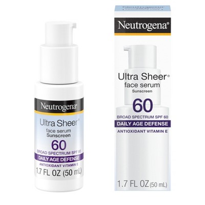 Neutrogena Ultra Sheer Moisturizing Face Sunscreen Serum - SPF 60+ - 1.7 fl oz: No Fragrance Added, Contains Vitamin E, Noncomedogenic
