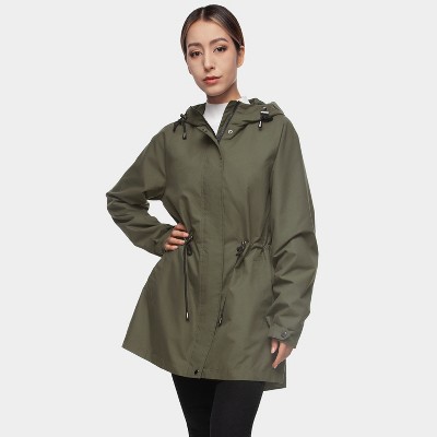 Rokka&Rolla Women's Trench Coat Windbreaker Jacket-Olive, size X Large