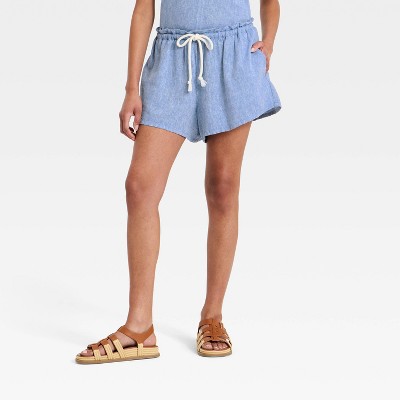 Women's High-Rise Linen Pull-On Shorts - Universal Thread™ Chambray XS