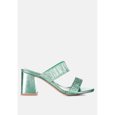 London Rag Womens Giblet Metallic Slip On Block Heels 8