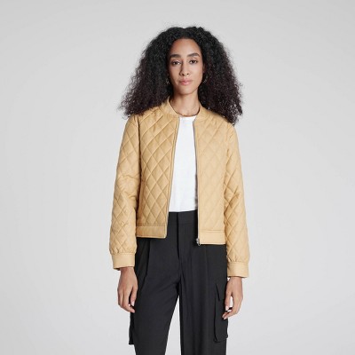 Women's Quilted Bomber Jacket - A New Day™ Yellow S