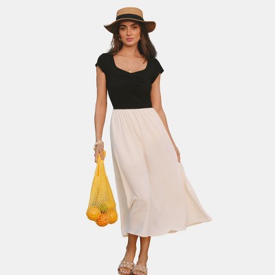 Cupshe Women's Chic Two-Tone Maxi Dress with Sweetheart Neckline-S-Black