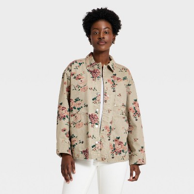 Women's Western Chore Coat - Universal Thread™ Khaki Floral L