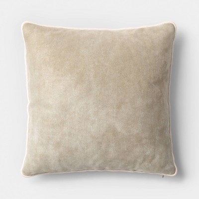 Square Cotton Velvet Throw Pillow Neutral - Threshold™
