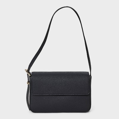 Flap Shoulder Bag - A New Day™ Black: Shell, Adjustable Strap, Lightweight Design