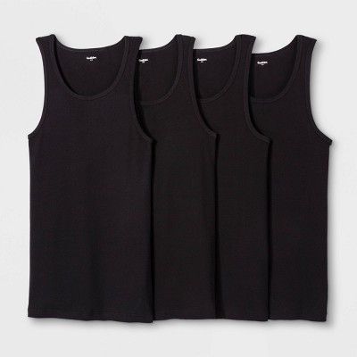 Men's 4pk Ribbed Tank Top - Goodfellow & Co™ Black M: Cotton, Machine Washable