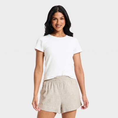 Women's Short Sleeve Sculpt T-Shirt - A New Day™ White M