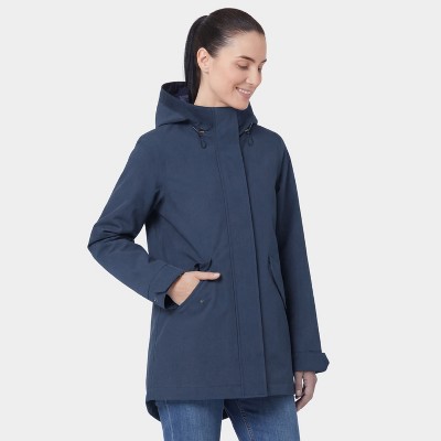 Rokka&Rolla Women's Stand Collar Trench Coat Windbreaker Jacket-Navy, size Medium