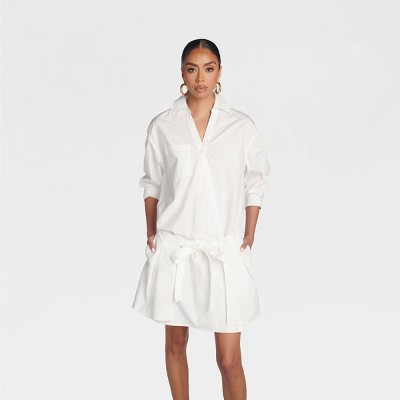 KBB by KAHLANA Women's 'The Apron Shirt Dress' - White M