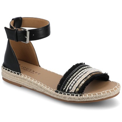 Journee Women's Tristeen Espadrille Sandals, Black/Beading 8