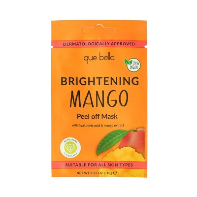 Que Bella Brightening Mango Peel-off Mask - 0.35oz: Vegan, Contains Hyaluronic Acid, For All Skin Types, Gel