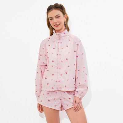 Women's Zip Track Jacket - Wild Fable™ Pink Floral L