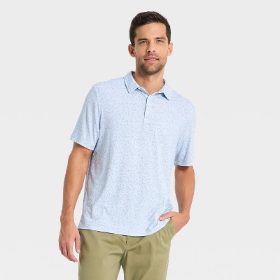 Men's Floral Print Comfort Wear Polo Shirt - Goodfellow & Co™ Light Blue L