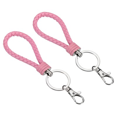Unique Bargains Plastic Wear-resistant ID Card Wristlet Keychains 2 Pcs Pink