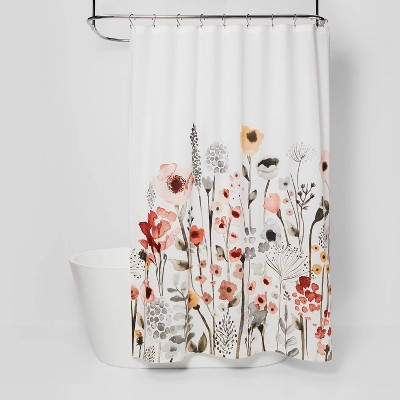 Watercolor Floral Shower Curtain Rust/Gray - Threshold™