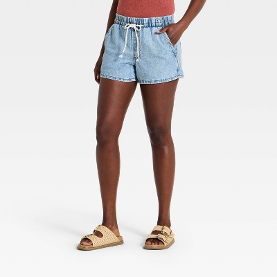Women's Mid-Rise Denim Beach Shorts - Universal Thread™ Light Wash M