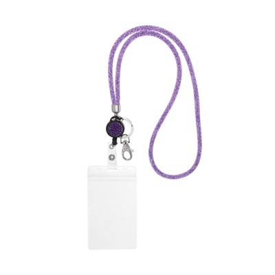 Unique Bargains Crystal ID Card Bling Keychain Lanyards with Metal Clasps Purple