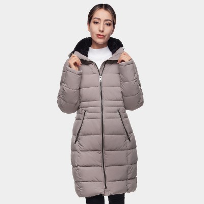 Rokka&Rolla Women's Heavy Long Winter Coat with Fleece Hood Parka Jacket-Fig, size Medium