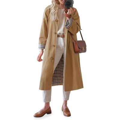 Imily Bela Elegant Womens Long Oversized Trench Coat Women Windproof Long Coat Camel M