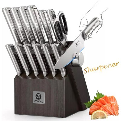 imarku 14PCS Japanese Stainless Steel Kitchen Knife Set, Built-in Sharpener, Non-slip Ergonomic Handles, Dishwasher Safe, Kitchen Essentials