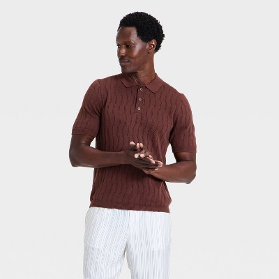 Men's Modern Sport Novelty Knit Polo Shirt - Goodfellow & Co™ Brown XL