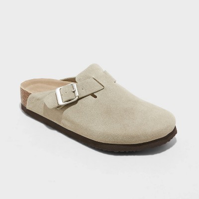 Women's Betsy Clog Mule Flats - Universal Thread™ Taupe 8: Slip-On Faux Leather, Medium Width