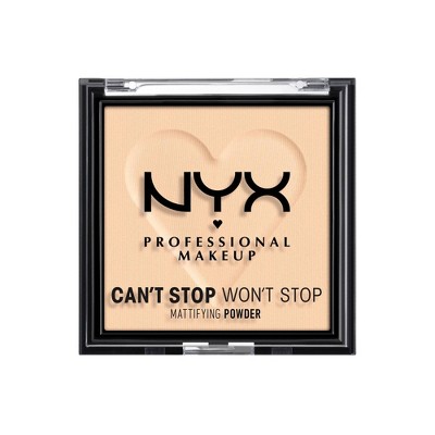 NYX Professional Makeup Can't Stop Won't Stop Mattifying Pressed Powder - 02 Light - 0.21oz: Concealing, Makeup Setting