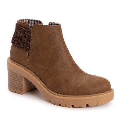 MUK LUKS Women's Lucy Lula Chelsea Boots, Tan Burnished, 8