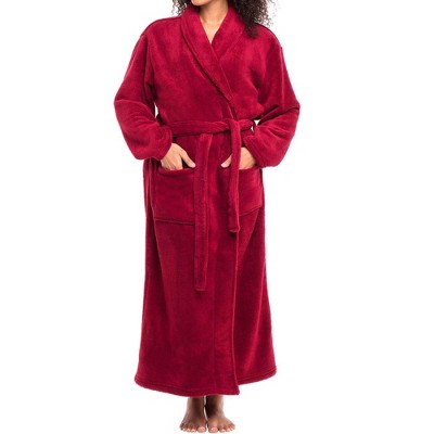 ADR Womens Robes Long Plush, Robes for Women Bathrobe, Plus Size Robe Burgundy Medium
