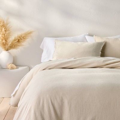 King Heavyweight Linen Blend Duvet Cover & Sham Set Natural - Casaluna™: OEKO-TEX Certified, Zipper Closure