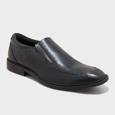 Men's Toby Dress Shoes with Memory Foam Insole - Goodfellow & Co™ Black 12: Slip-On Loafers, Block Heel, Treaded Outsole