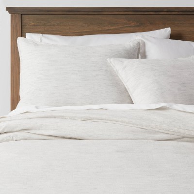 3pc King Space Dyed Cotton Linen Duvet Cover & Sham Set Light Gray - Threshold™: Woven Texture, Zipper Closure, OEKO-TEX Certified