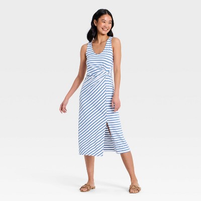 Women's Tie-Front Twist Midi Dress - A New Day™ Blue L