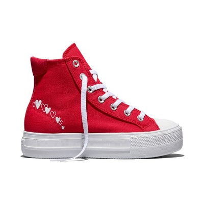 Converse Women's Platform High Top Sneakers - Red Heart 6