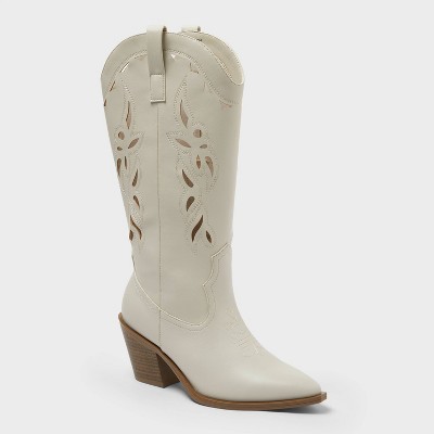 Women’s Tiana Western Boots with Memory Foam Insole - Universal Thread™ Cream 8