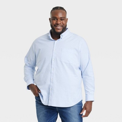 Men's Tall Every Wear Long Sleeve Oxford Button-Down Shirt - Goodfellow & Co™ Light Blue LT: Slim Fit, Patch Pocket