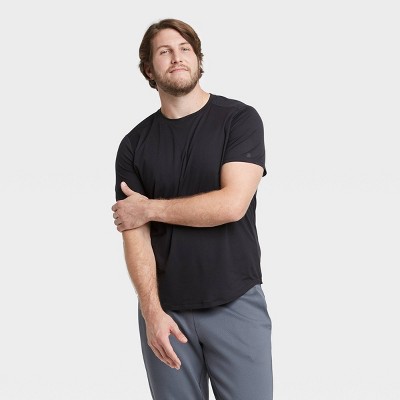 Men's Short Sleeve Soft Stretch T-Shirt - All In Motion™ Black L: Moisture Wicking, Quick Dry, 4-Way Stretch, UPF 50+