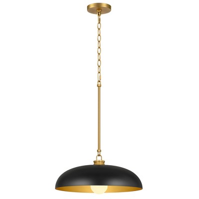 LamQee 15.7 Inch Dome Pendant Lights, 1-Lights Black Modern Chandelier, Industrial Metal Pendant Lighting Ceiling Fixture